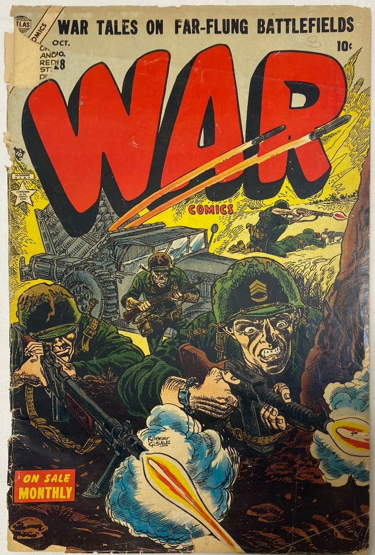 War Comics 28 Atlas Comic Book: 1954, cover detached, please preview and see all photos for condition
