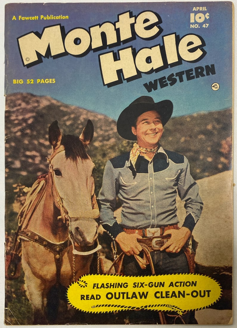 Monte Hale Western 47 Fawcett Comic Book: 1950, cover detached at bottom staple, please preview and see all photos for condition