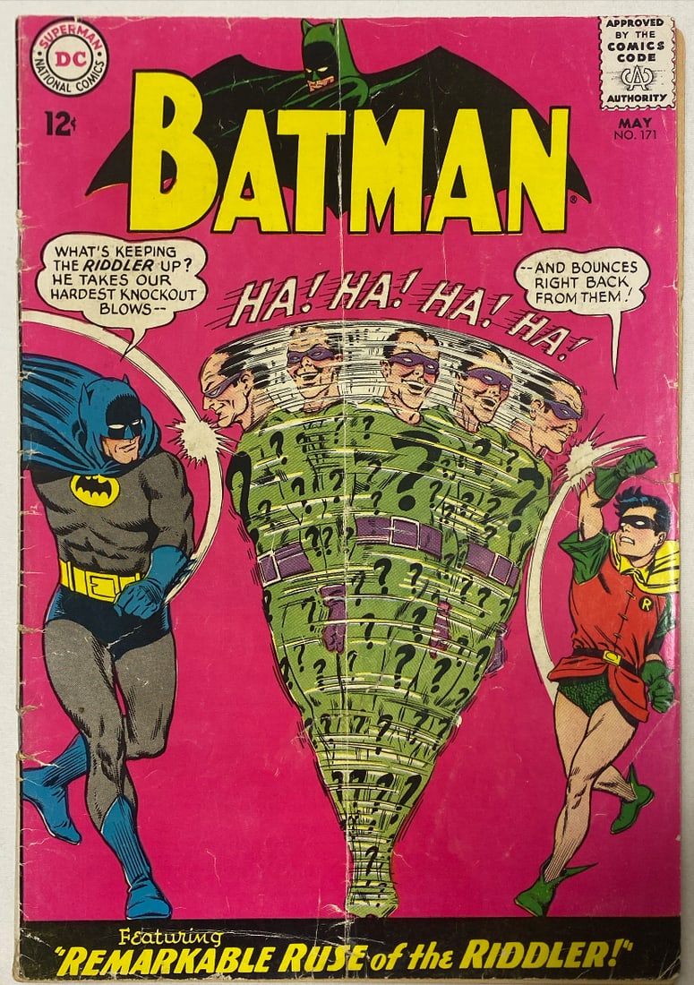 Batman 171 DC Comic Book: First Silver Age Appearance of the Riddler, 1965, please preview and see all photos for condition