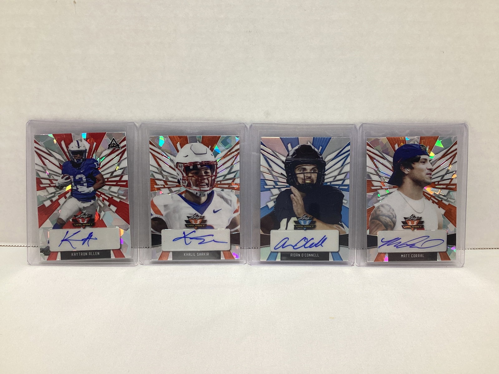Four Leaf Valiant Autographed Football Cards: .