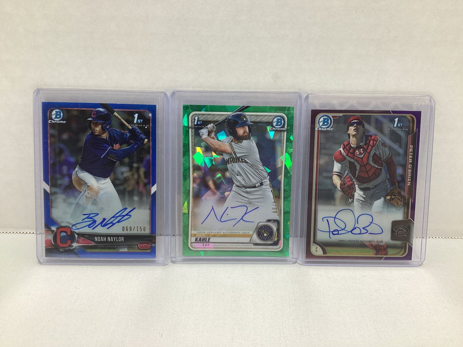 Three Topps Bowman Autographed Baseball Cards (1 of 2)