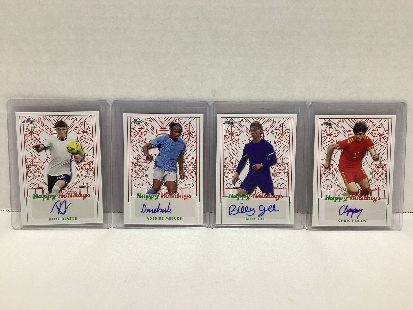 Four Leaf Happy Holidays Autographed Soccer Cards: .