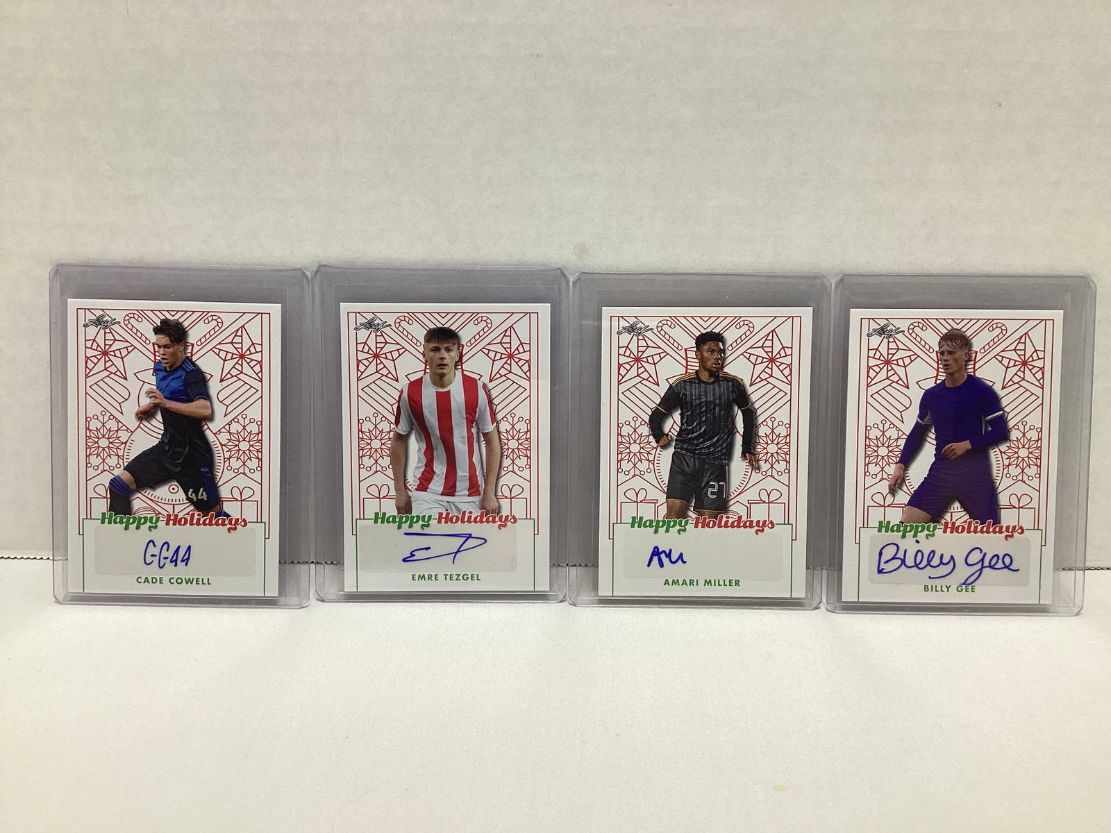 Four Leaf Happy Holidays Autographed Soccer Cards: .