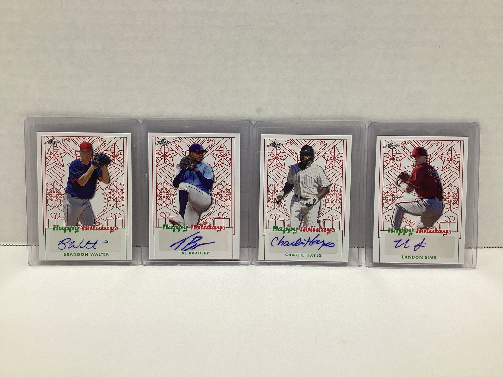 Four Leaf Happy Holidays Autographed Baseball Cards: .