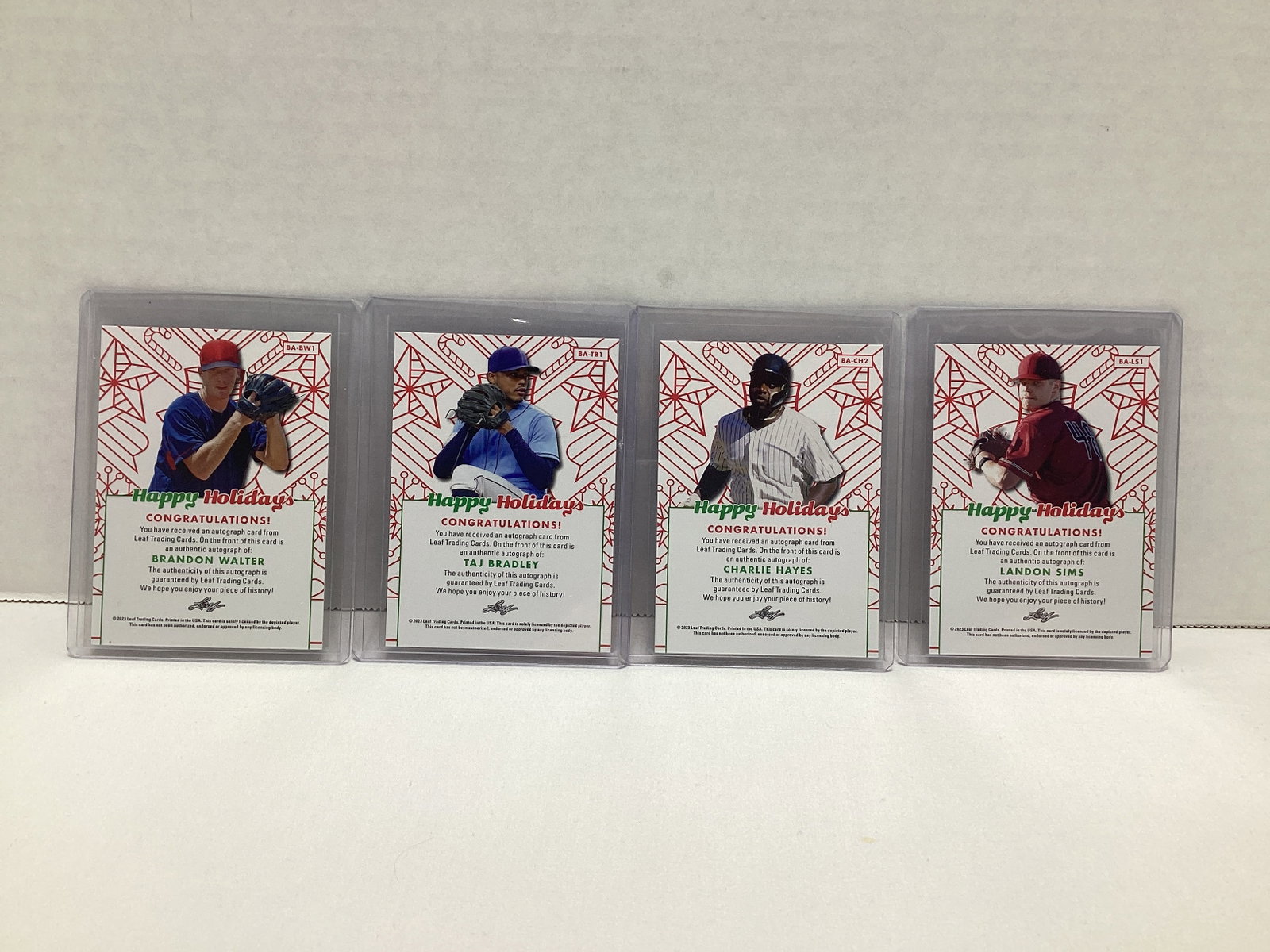 Four Leaf Happy Holidays Autographed Baseball Cards - 2