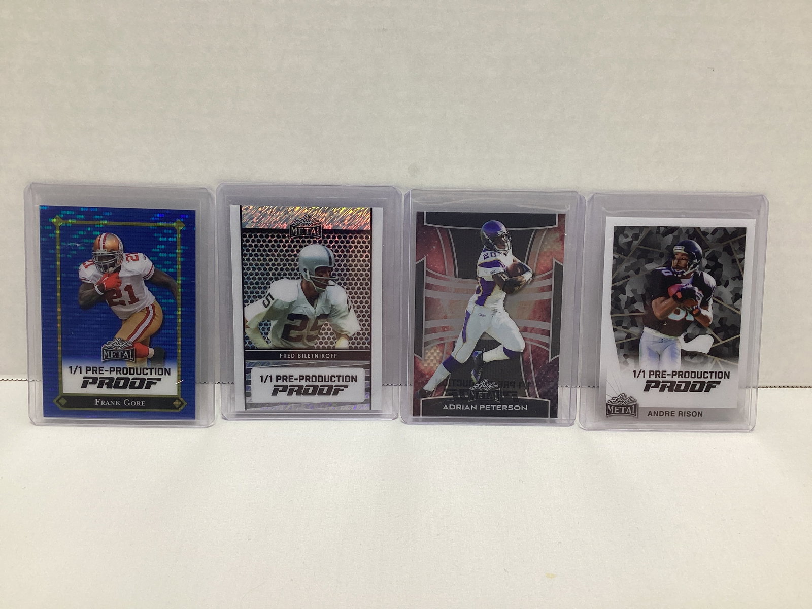 Four Leaf Metal 1/1 Pre Production Football Cards: .