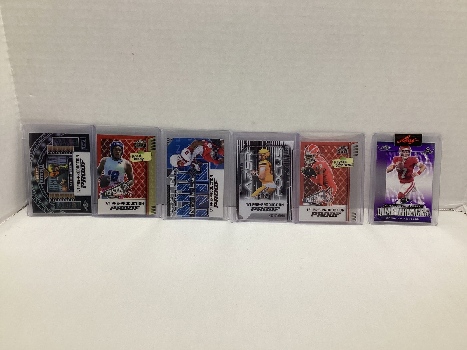 Six Leaf 1/1 Pre Production Football Cards: .
