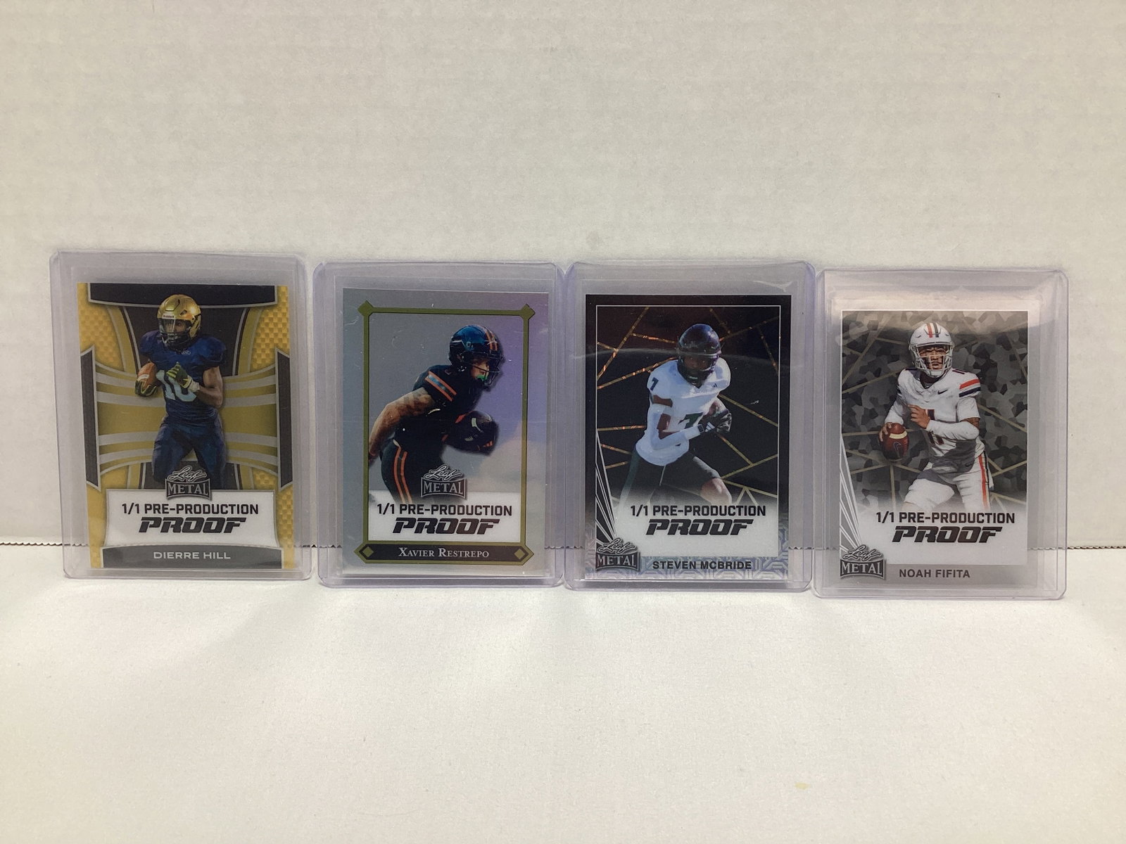 Four Leaf Metal 1/1 Pre Production Football Cards: .