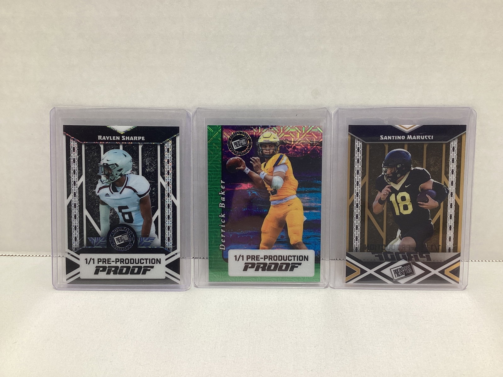 Three Leaf Press Pass 1/1 Pre Production Football Cards: .