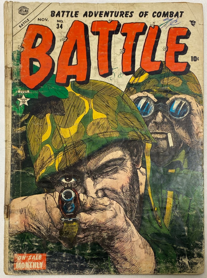Battle 34 Atlas War Comic Book: 1954, please preview and see all photos for condition