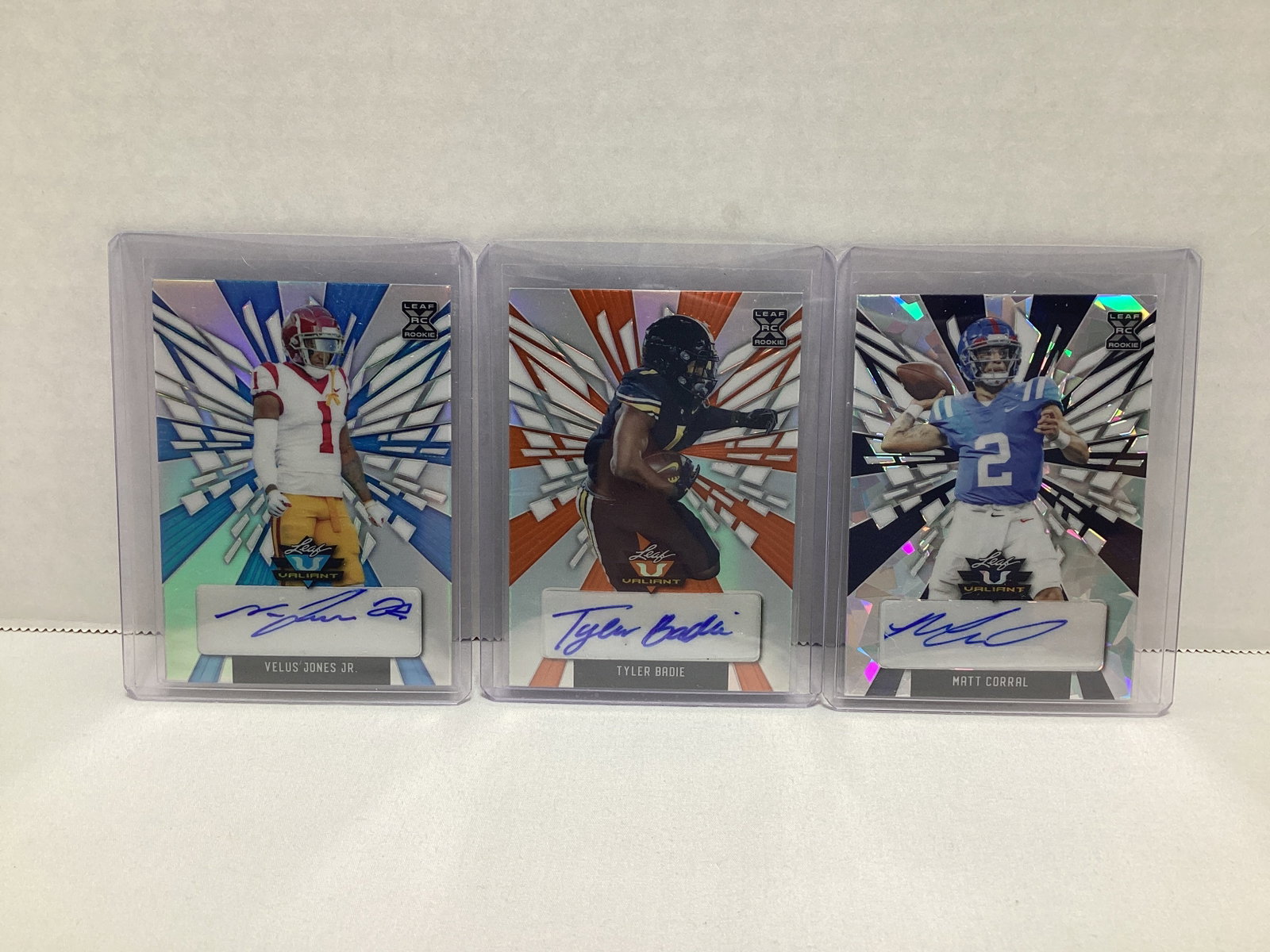Three Leaf Valiant Autographed Football Cards: .