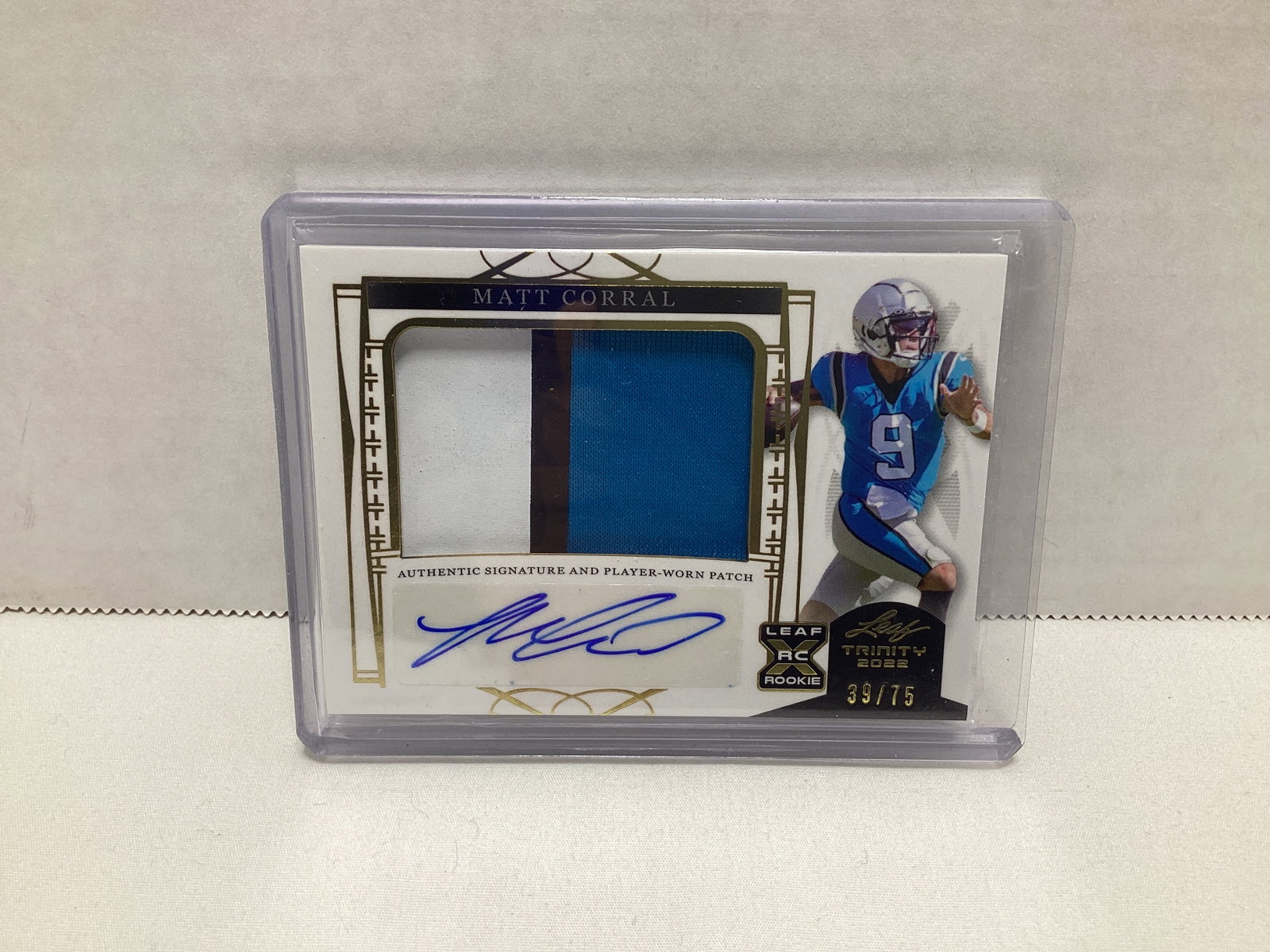 2022 Leaf Trinity Matt Corral Rookie Autograph Relic 39/75 Football Card: .