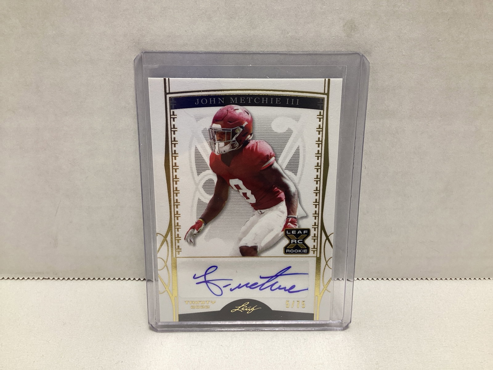 2022 Leaf Trinity John Metchie II Rookie Autographed 5/75 Football Card (1 of 2)