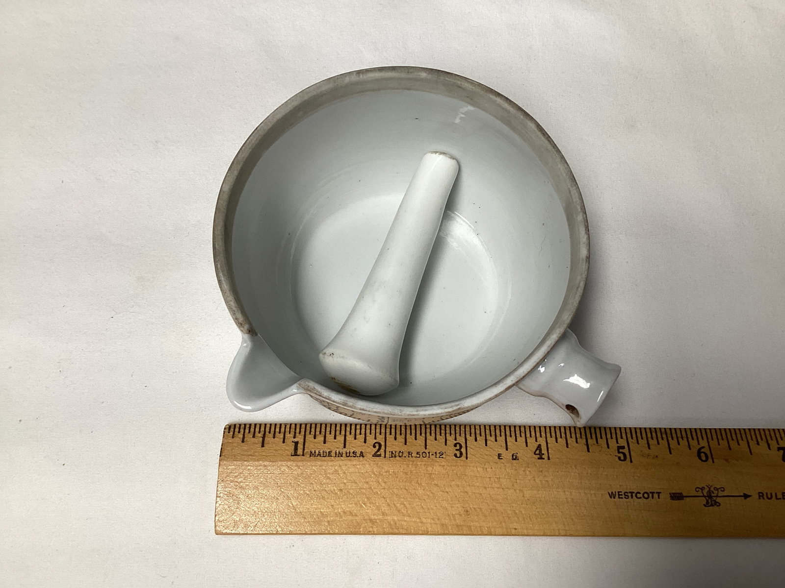 Antique Mortar and Pestle with Handle and Spout - 2