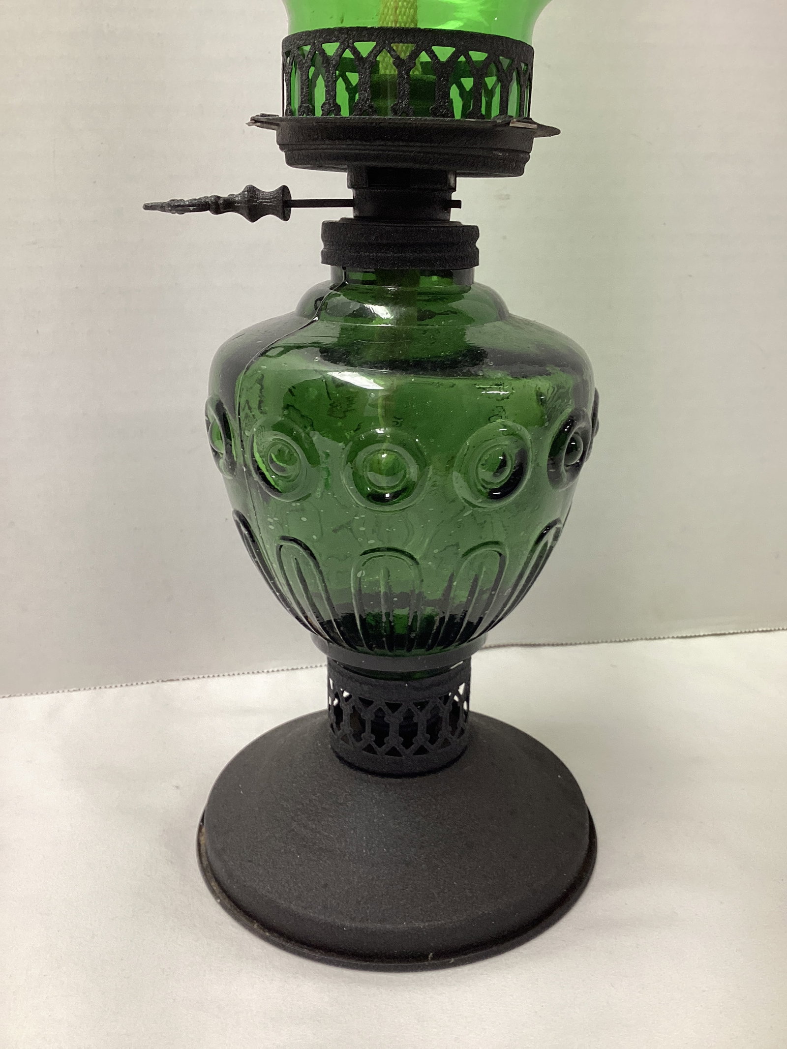 Green Glass Oil Lamp - 2