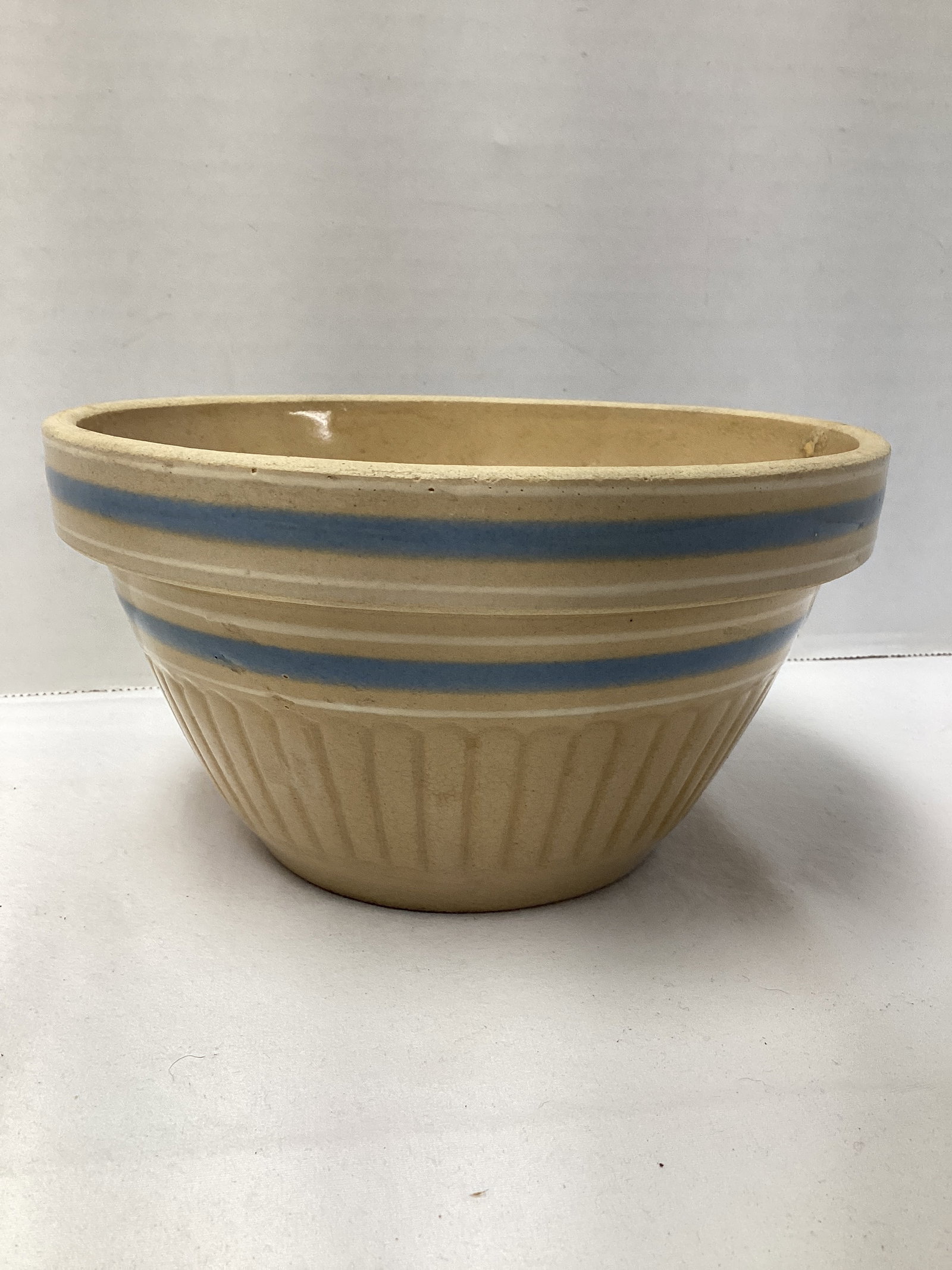 Small Yellowware Blue Striped Bowl (1 of 5)