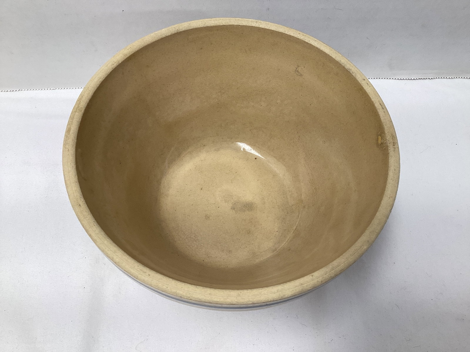 Small Yellowware Blue Striped Bowl - 2