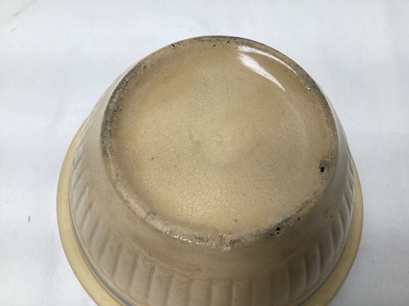 Small Yellowware Blue Striped Bowl - 5