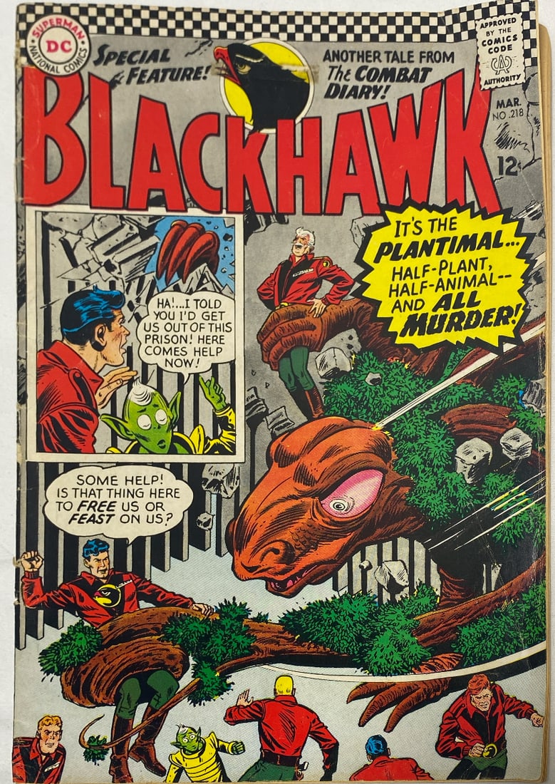 Blackhawk 218 DC Comic Book: 1966, cover detached, please preview and see all photos for this lot