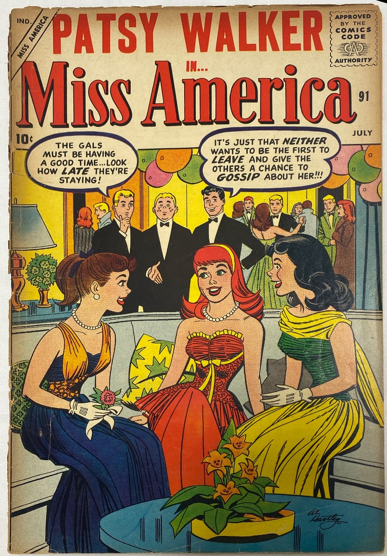 Miss America 91 Atlas Patsy Walker Comic Book: 1958, cover detached and split, please preview and see all photos for this lot