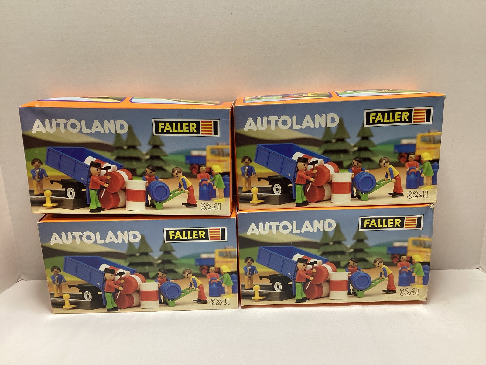 Four Faller Autoland 3241 Barrel Trailer Playsets: made in Western Germany