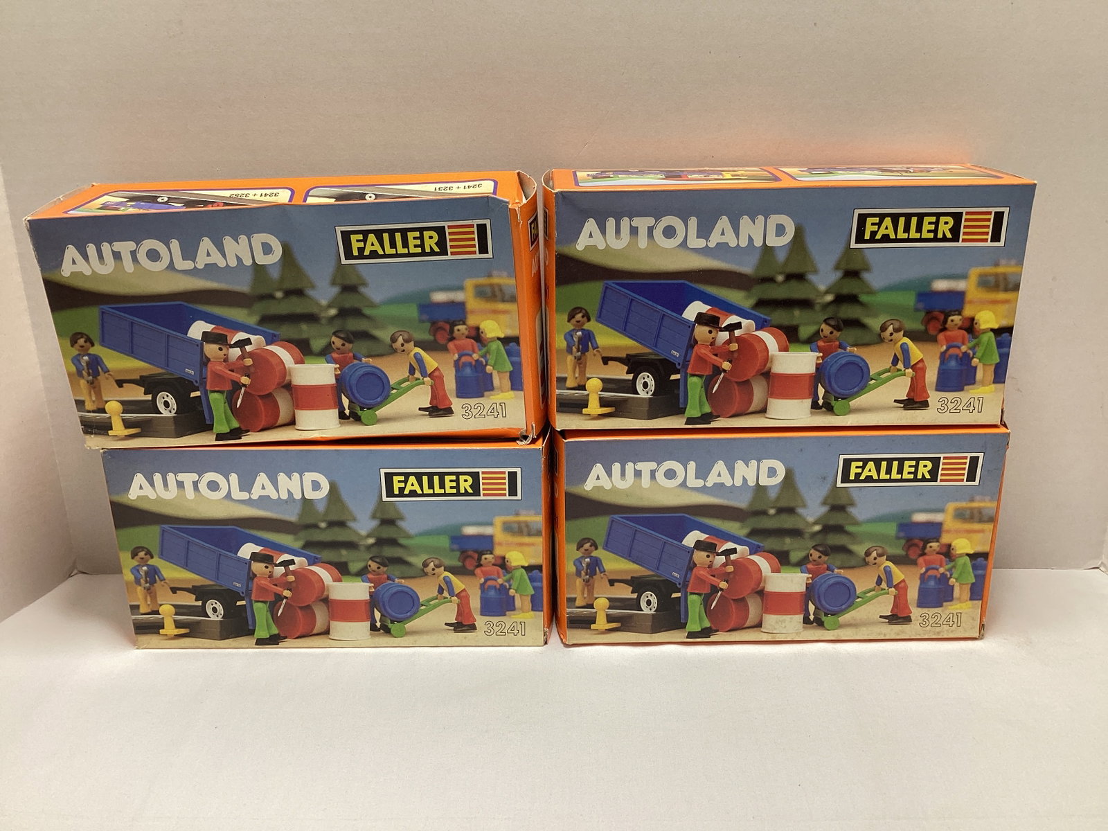Four Faller Autoland 3241 Barrel Trailer Playsets: made in Western Germany