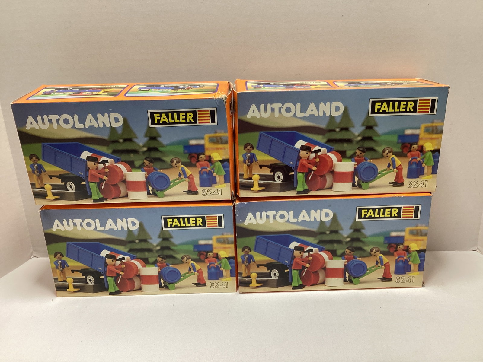 Four Faller Autoland 3241 Barrel Trailer Playsets: made in Western Germany