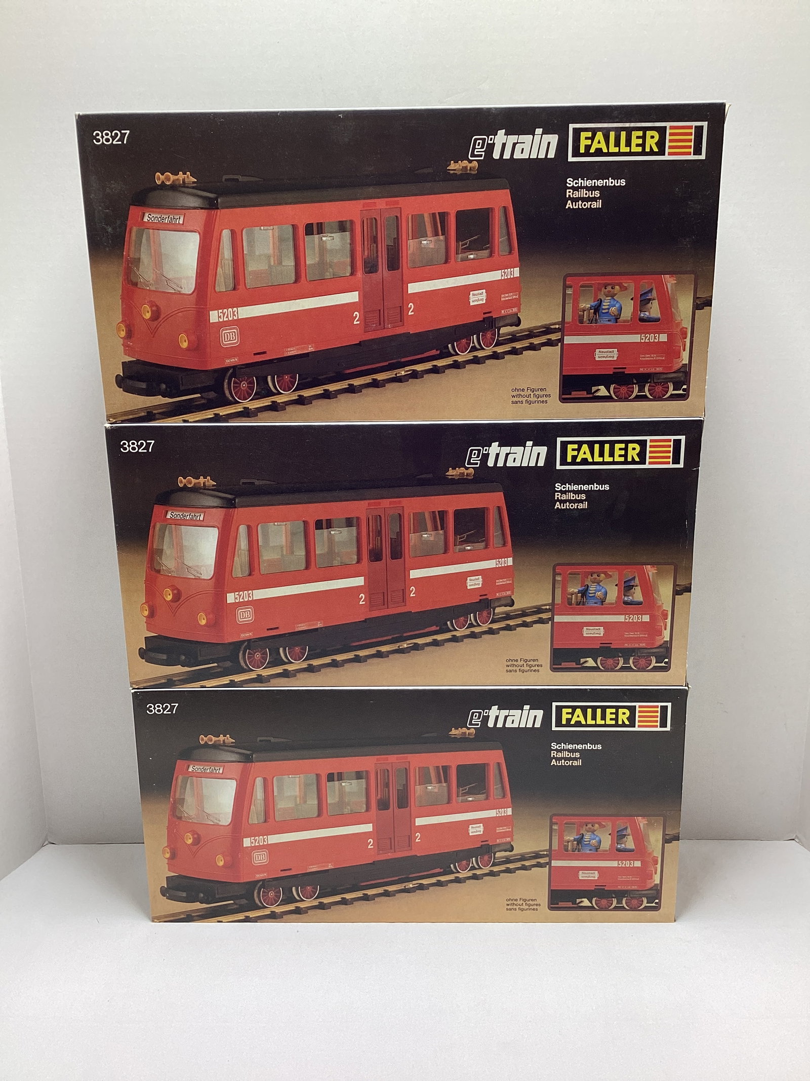 Three Faller E-Train 3827 Schienenbus Railbuses: made in Western Germany