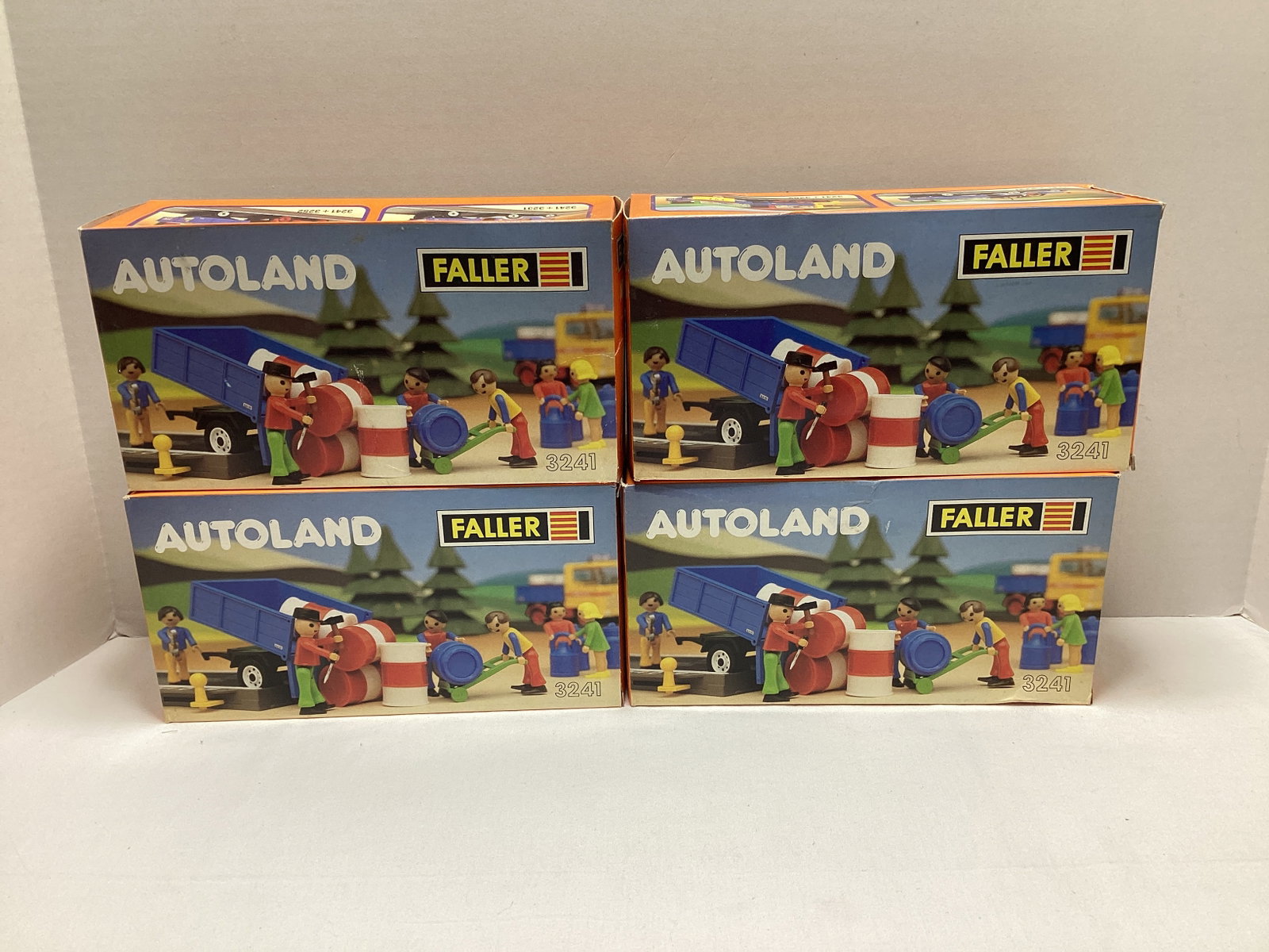 Four Faller Autoland 3241 Barrel Trailer Playsets: made in Western Germany