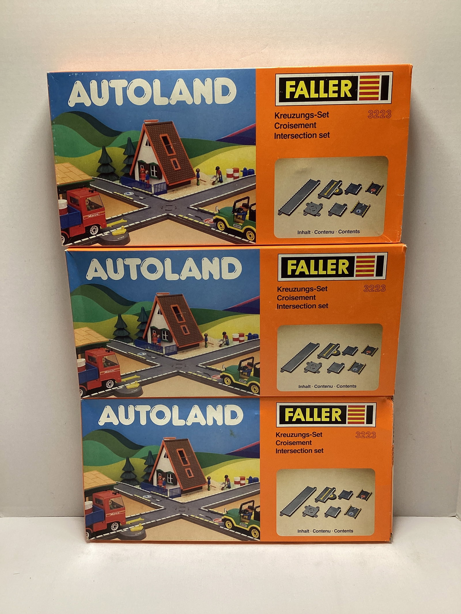 Three Faller Autoland 3223 Intersection Sets: made in Western Germany