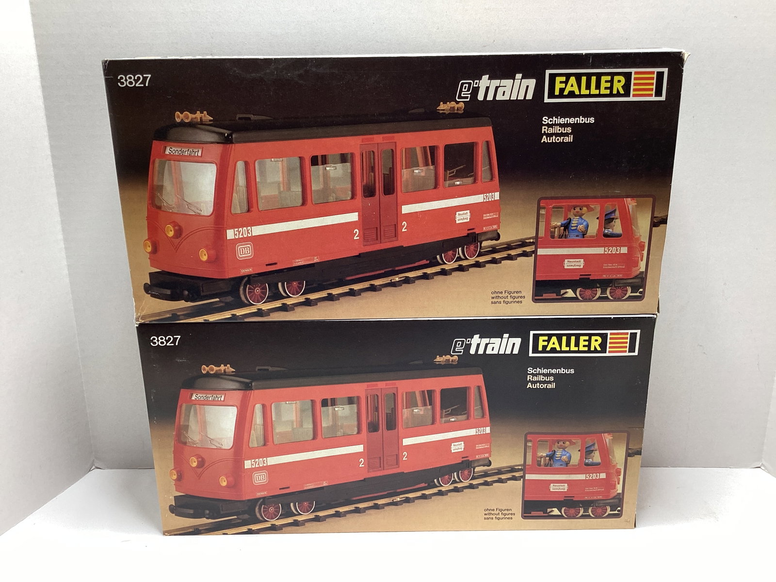 Two Faller E-Train 3827 Schienenbus Railbuses: made in Western Germany
