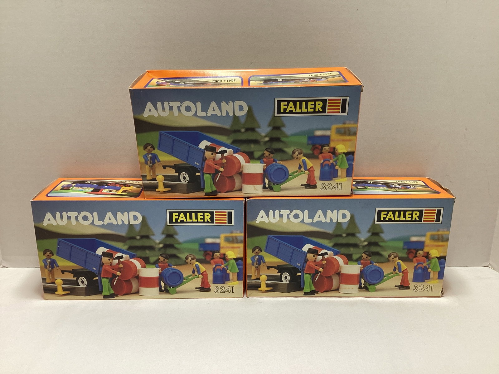 Three Faller Autoland 3241 Barrel Trailer Playsets: made in Western Germany