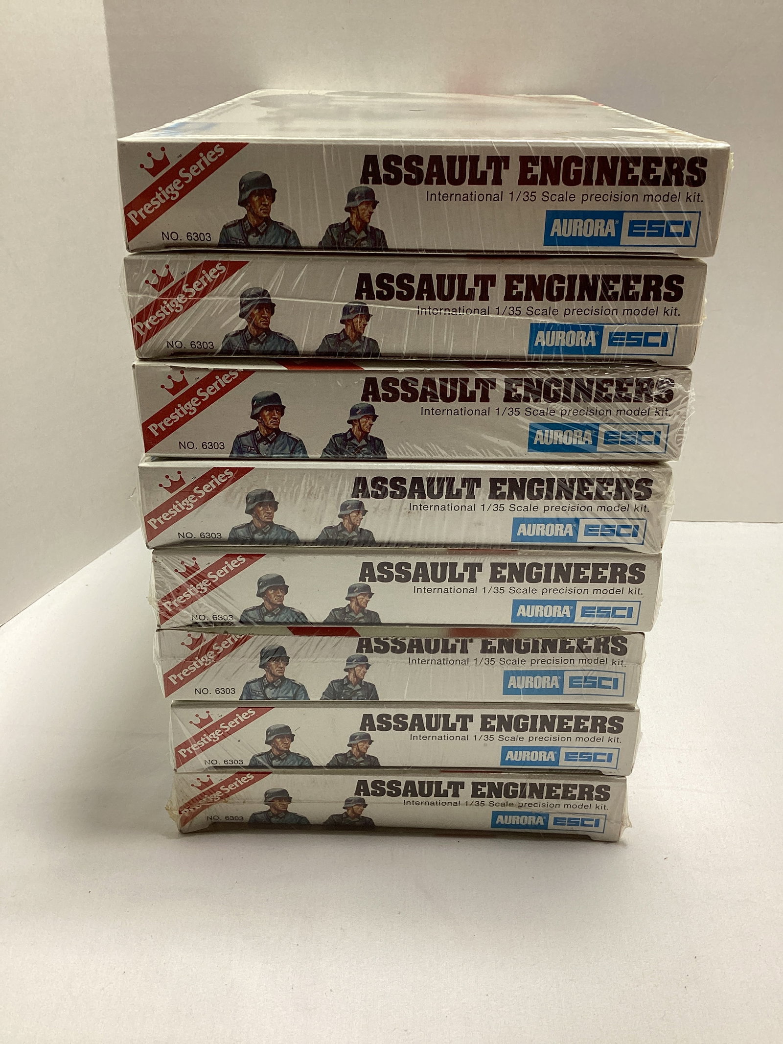 Eight Aurora ESCI Prestige Series Sealed Assault Engineers 6303 Model Kits - 6