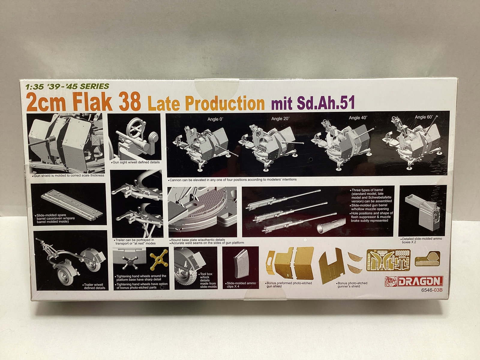Dragon Models 2 cm Flak 38 Late Production Sealed 1:35 Scale Military Model Kit - 2