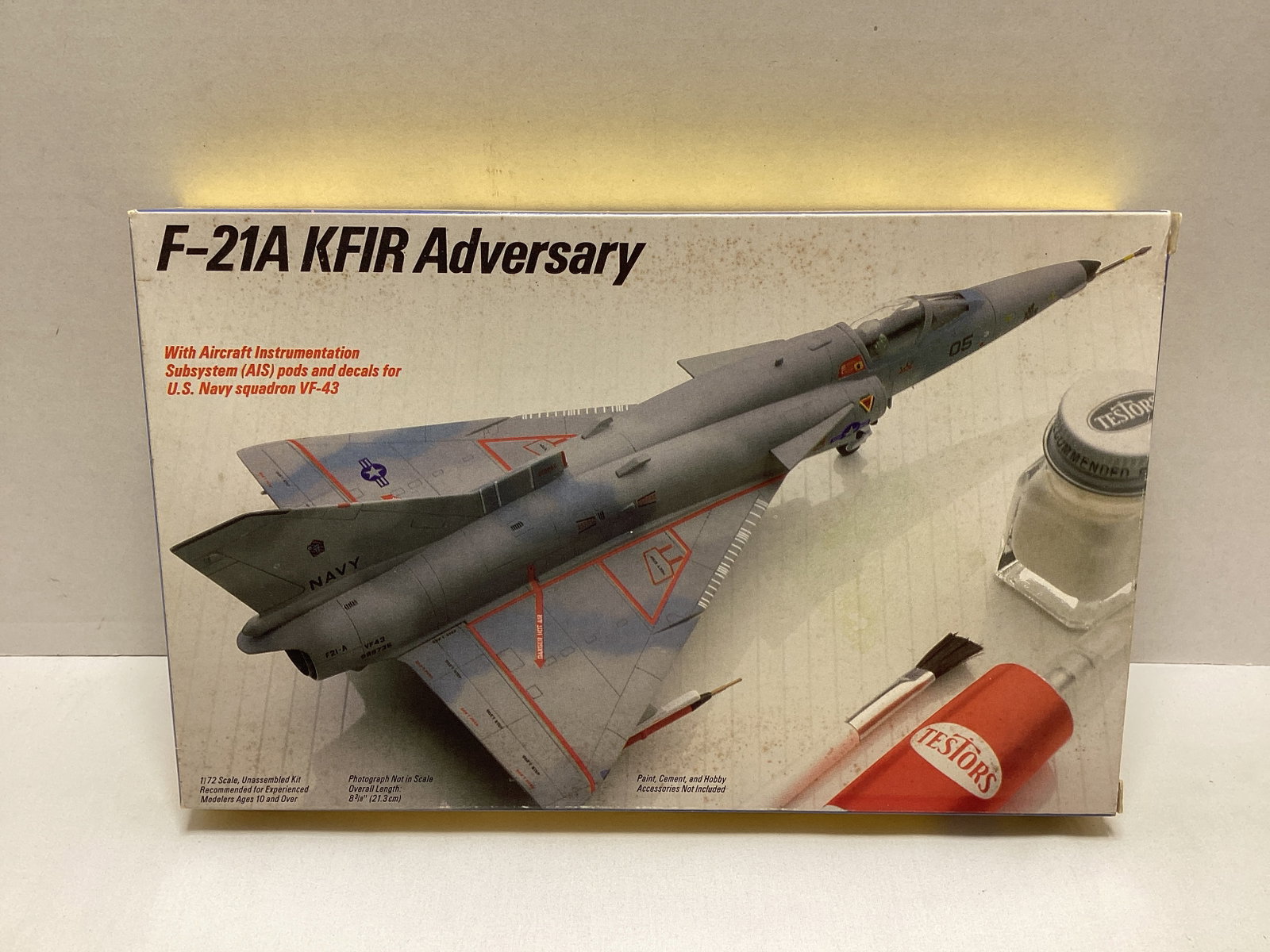 Testors F-21A KFIR Adversary Fighter Jet 1:72 Scale Model Kit: box open, unsure if complete
