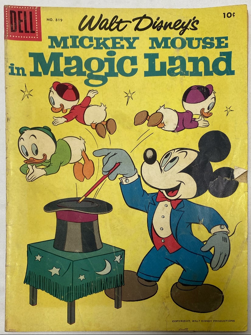 Four Color 819 Mickey Mouse in Magic Land Dell Comic Book: 1957, please preview and see all photos for this lot