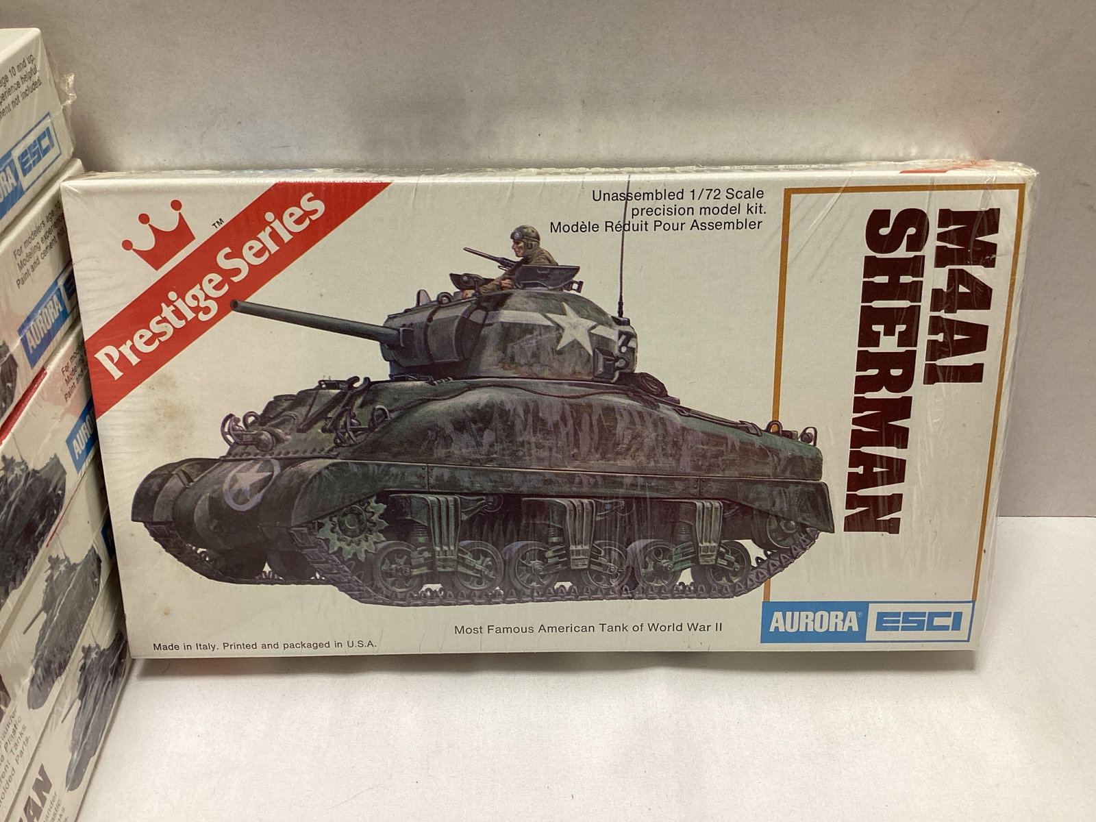 Six Aurora ESCI Prestige Series M4AI Sherman Tank Sealed 1:72 Scale Model Kits - 2