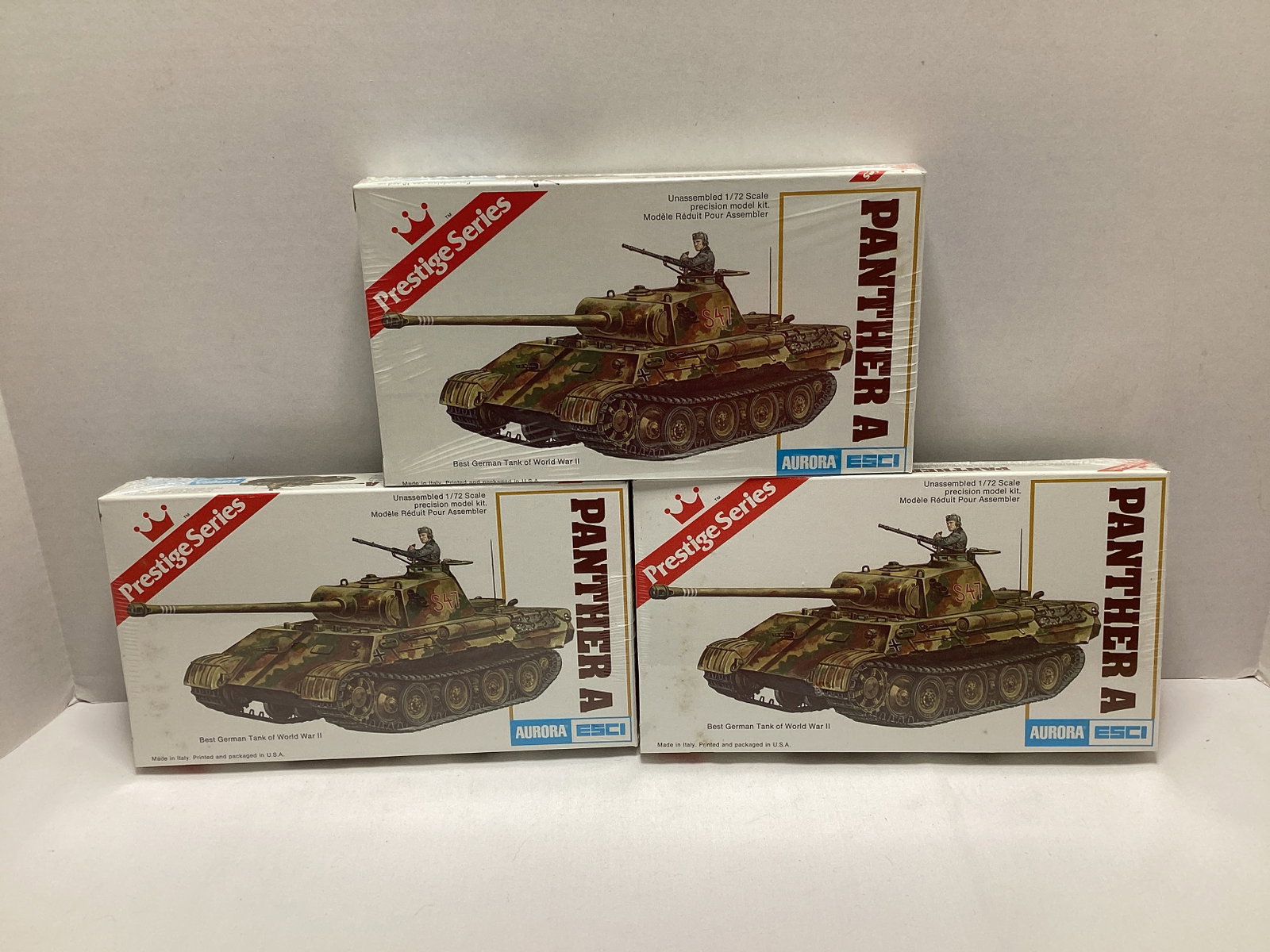 Three Aurora Panther A German WWII Tank Sealed 1:72 Scale Model Kits: .