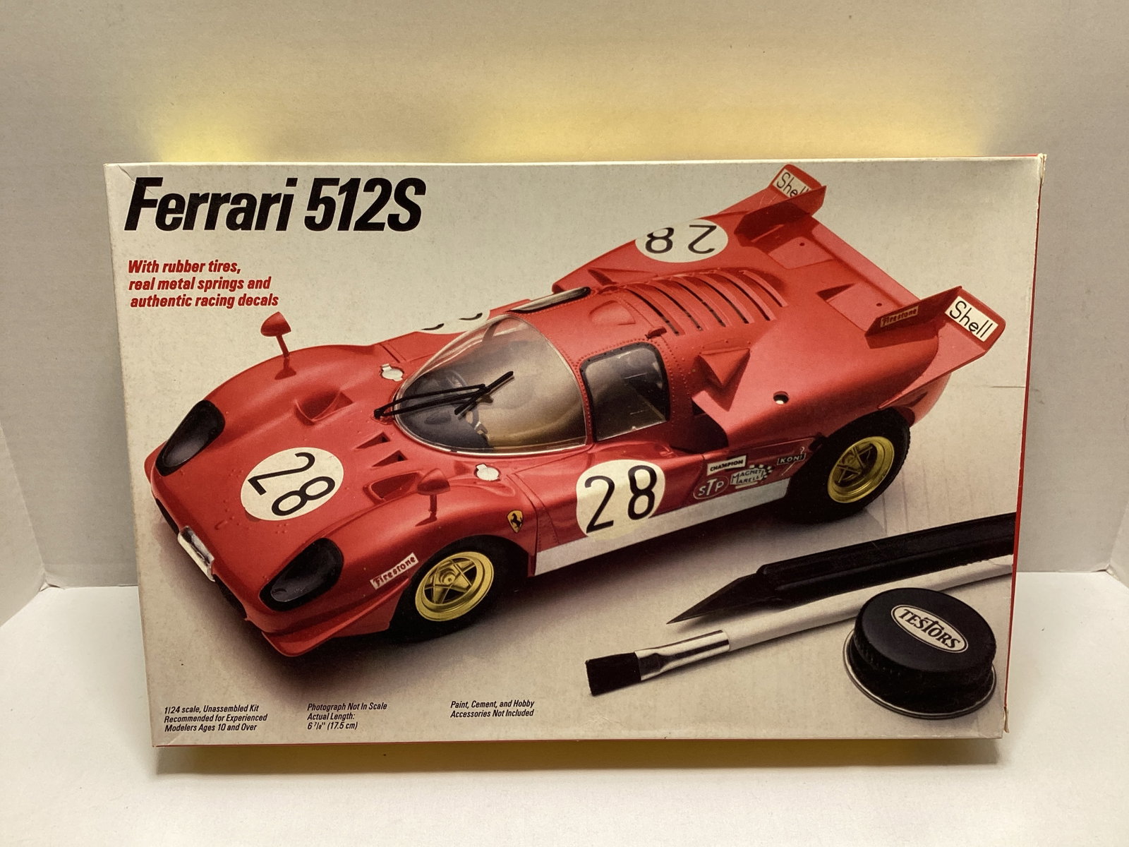 Testors Ferrari 512S 1:24 Scale Model Kit: open box, unsure if complete