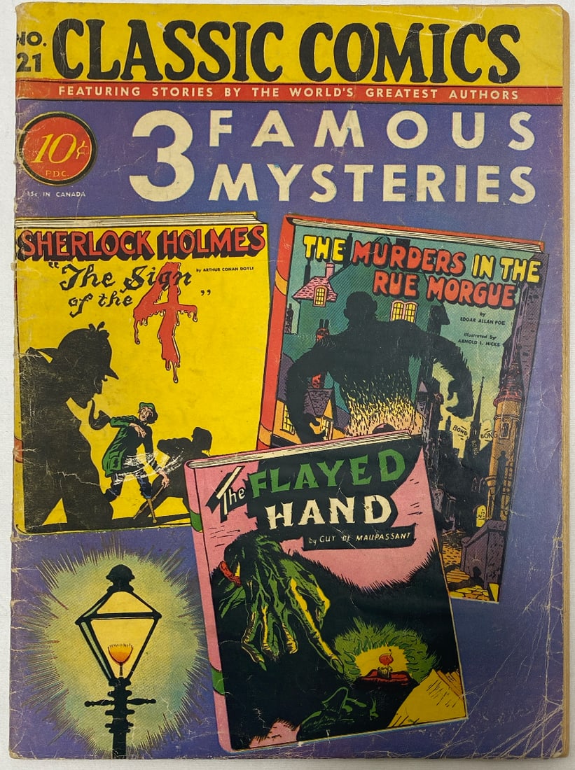 Classic Comics 21 Three Famous Mysteries Comic Book: First Edition, please preview and see all photos for this lot