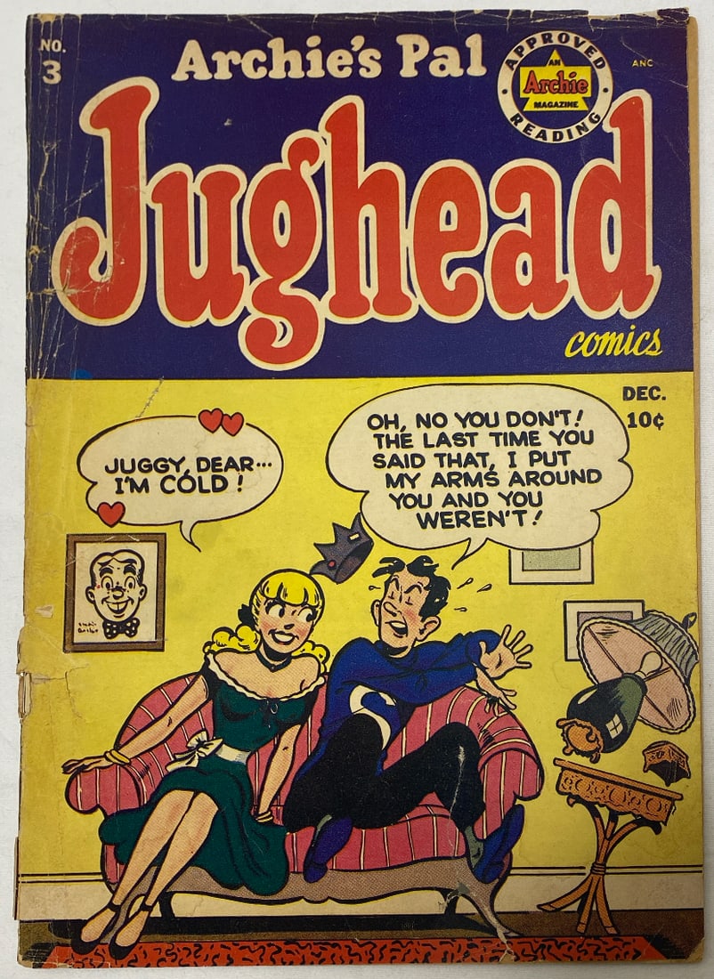 Archie's Pal Jughead 3 Archie Comic Book: cover detached, 1950, please preview and see all photos for this lot