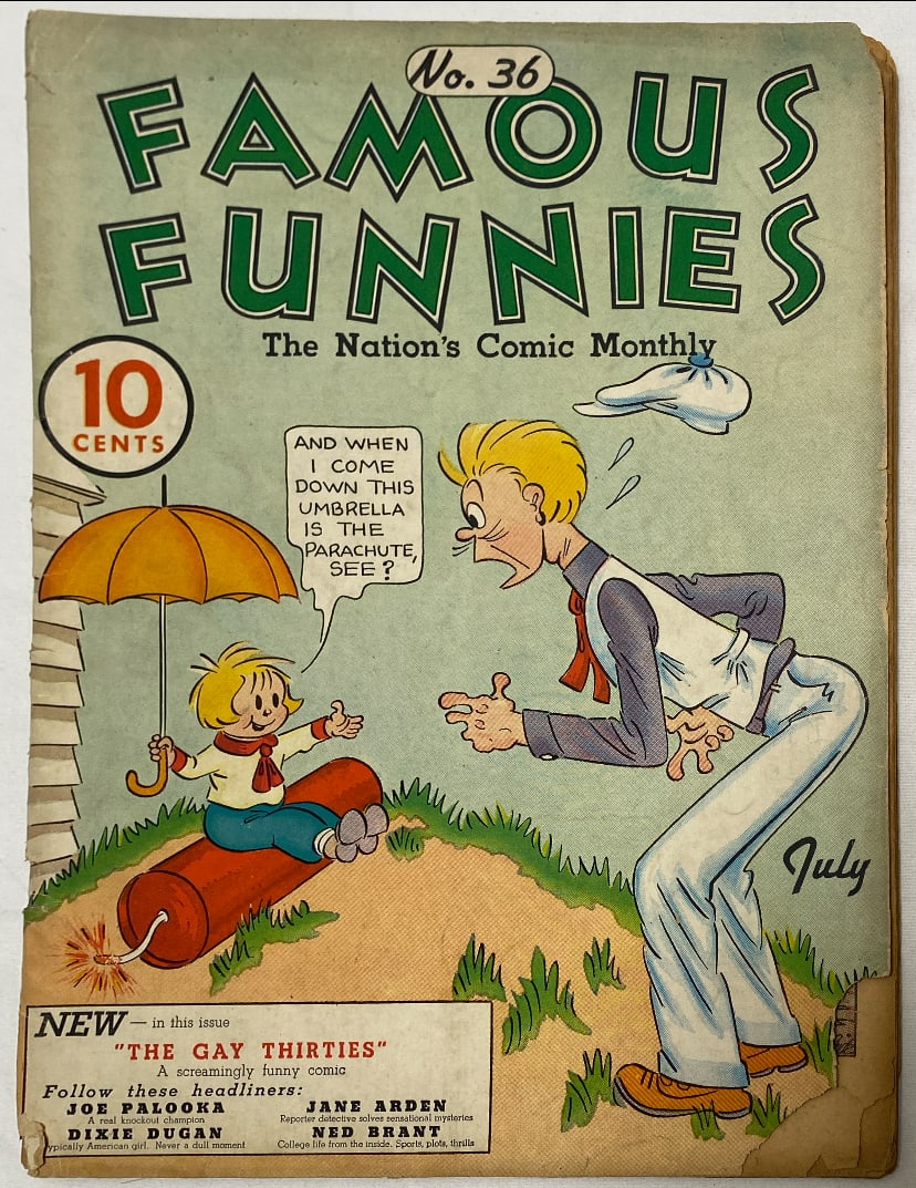 Famous Funnies 36 Comic Book: 1937, cover splitting, please preview and see all photos for this lot