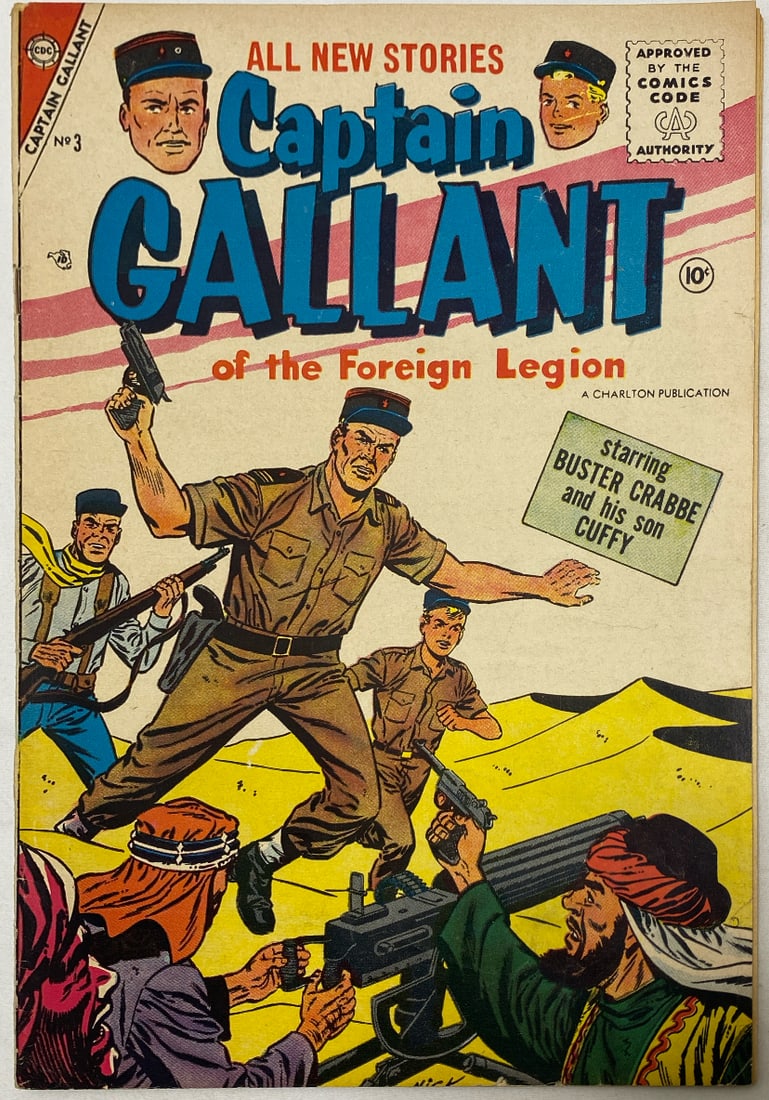 Captain Gallant of the Foreign Legion 3 Charlton Comic Book: 1956, please preview and see all photos for this lot