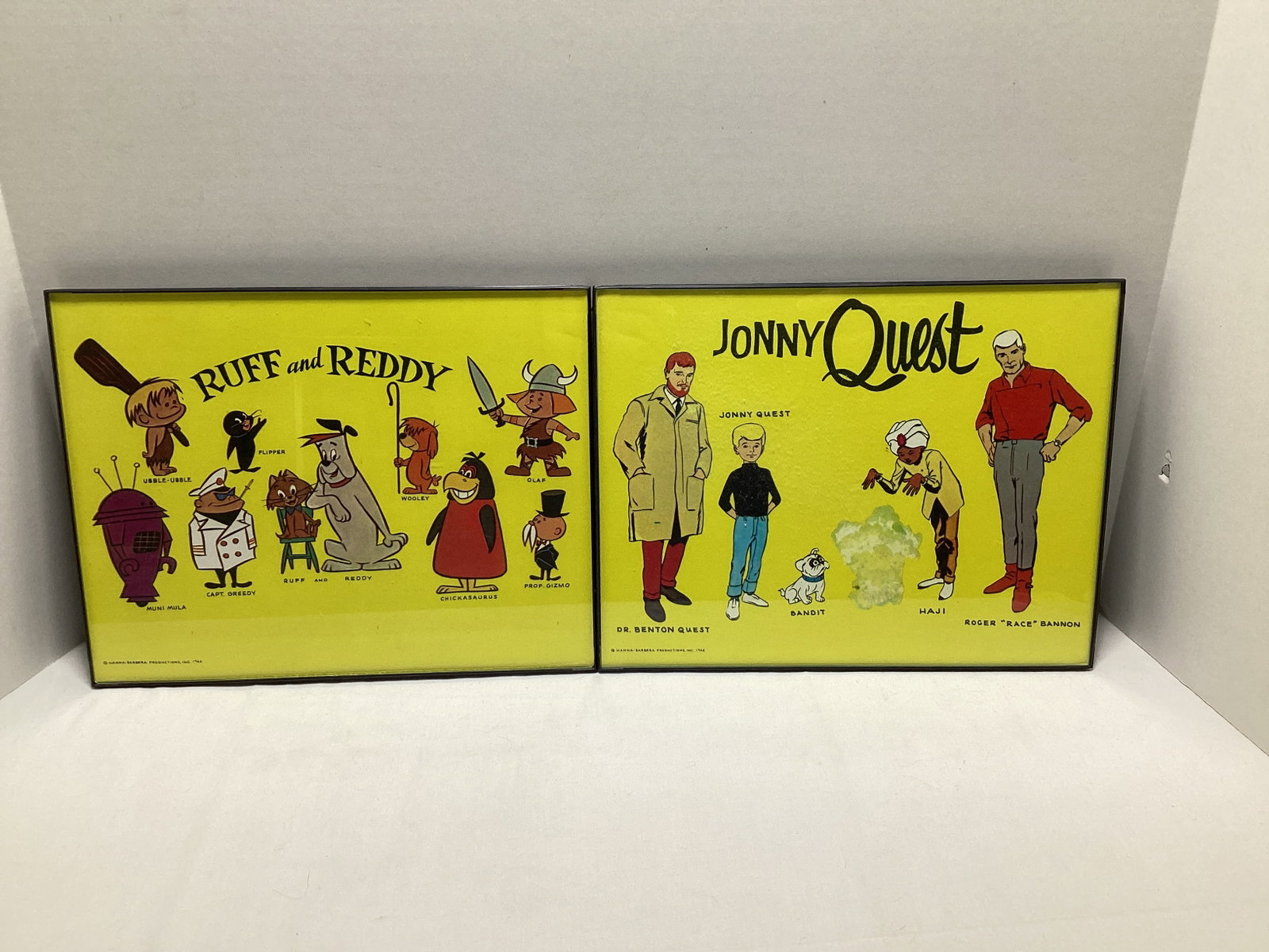 Two Framed Hanna-Barbera Cartoon Prints: 8 1/2" x 11"