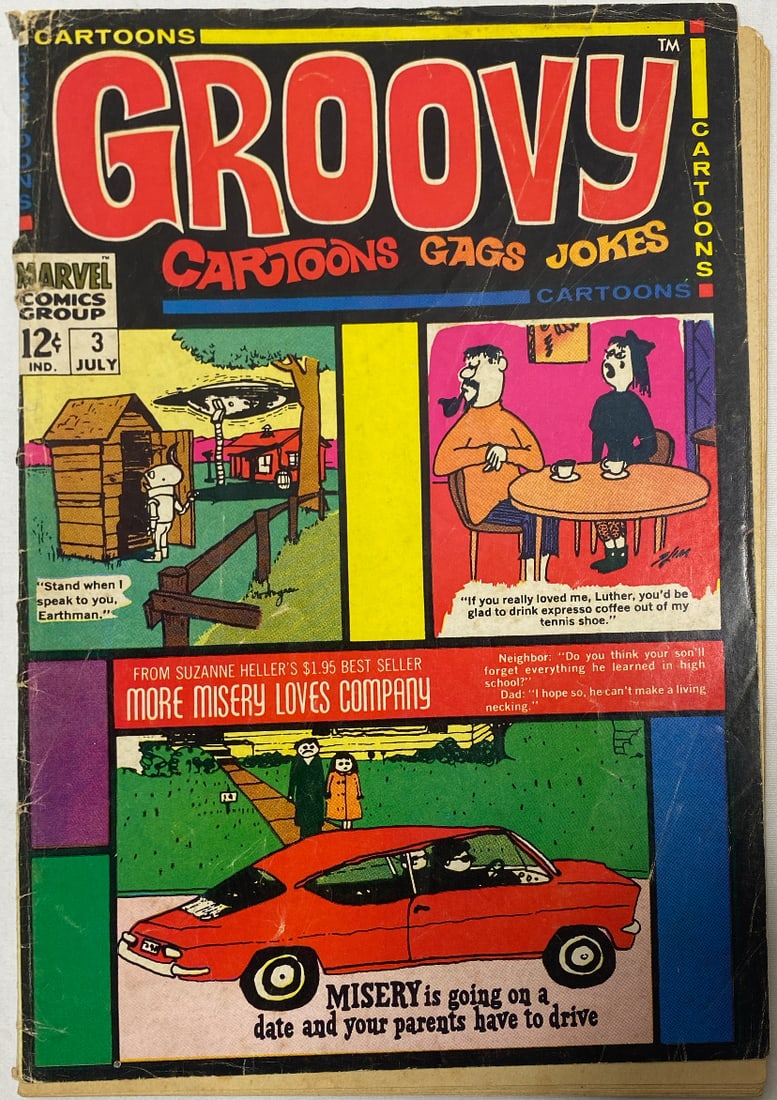 Groovy 3 Marvel Comic Book: 1968, cover detached, Please Preview and see all photos for condition