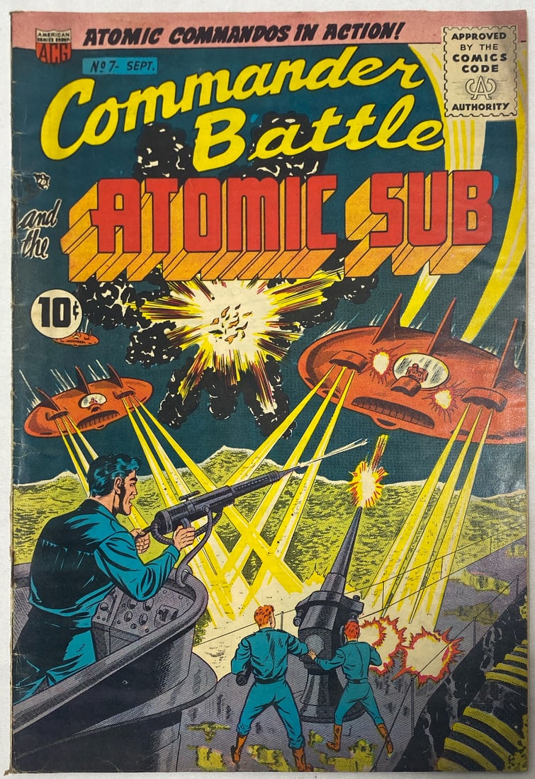 Commander Battle and the Atomic Sub 7 ACG Comic Book: 1955, Please Preview and see all photos for condition