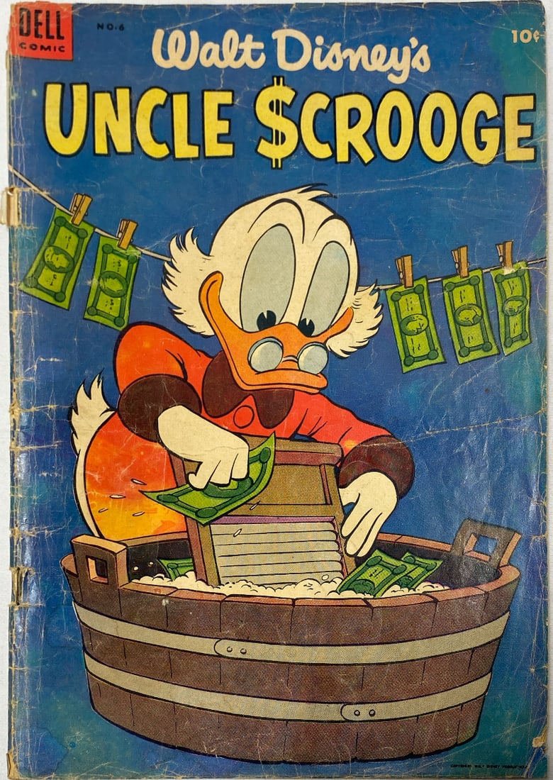 Walt Disney's Uncle Scrooge 6 Dell Comic Book: 1954, cover detached, Please Preview and see all photos for condition
