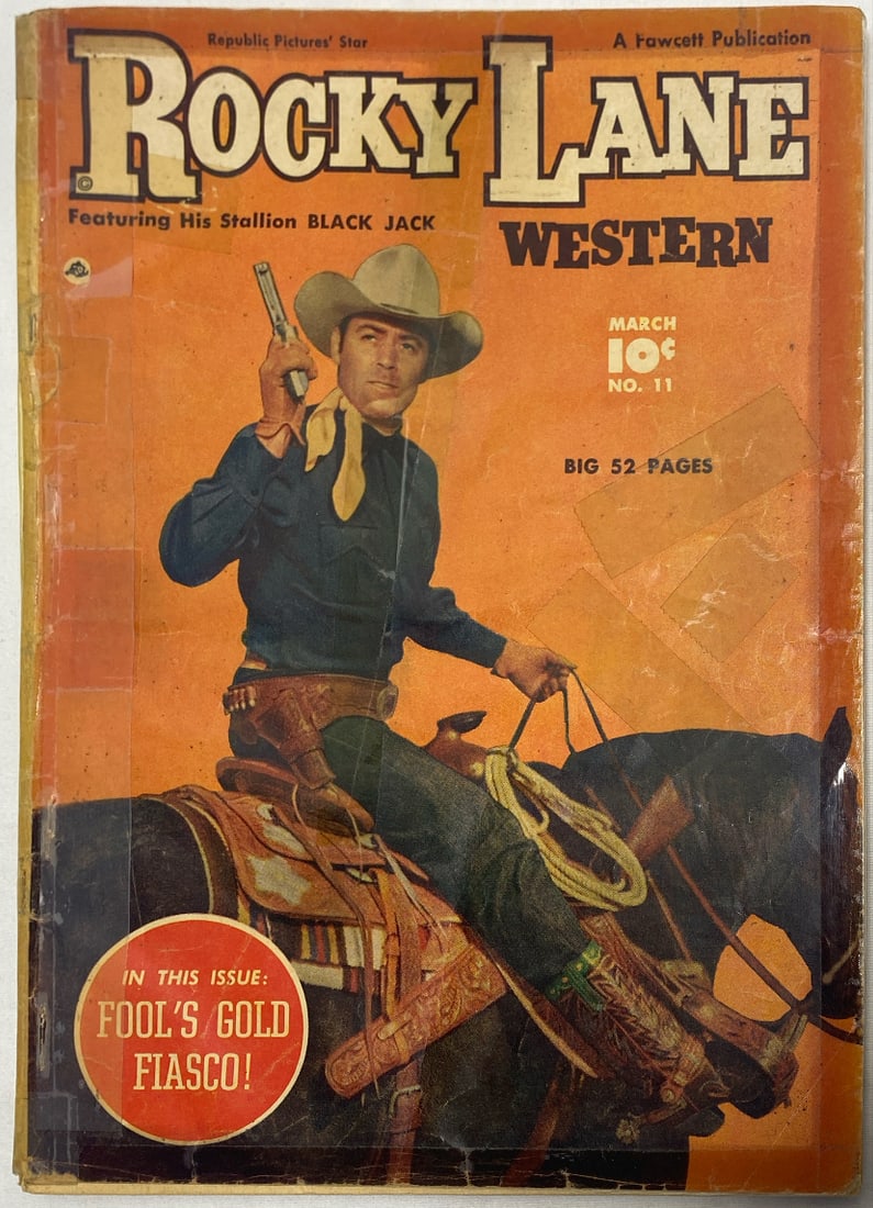 Rocky Lane Western 11 Fawcett Comic Book: tape, 1950, cover detached, please preview and see all photos for condition