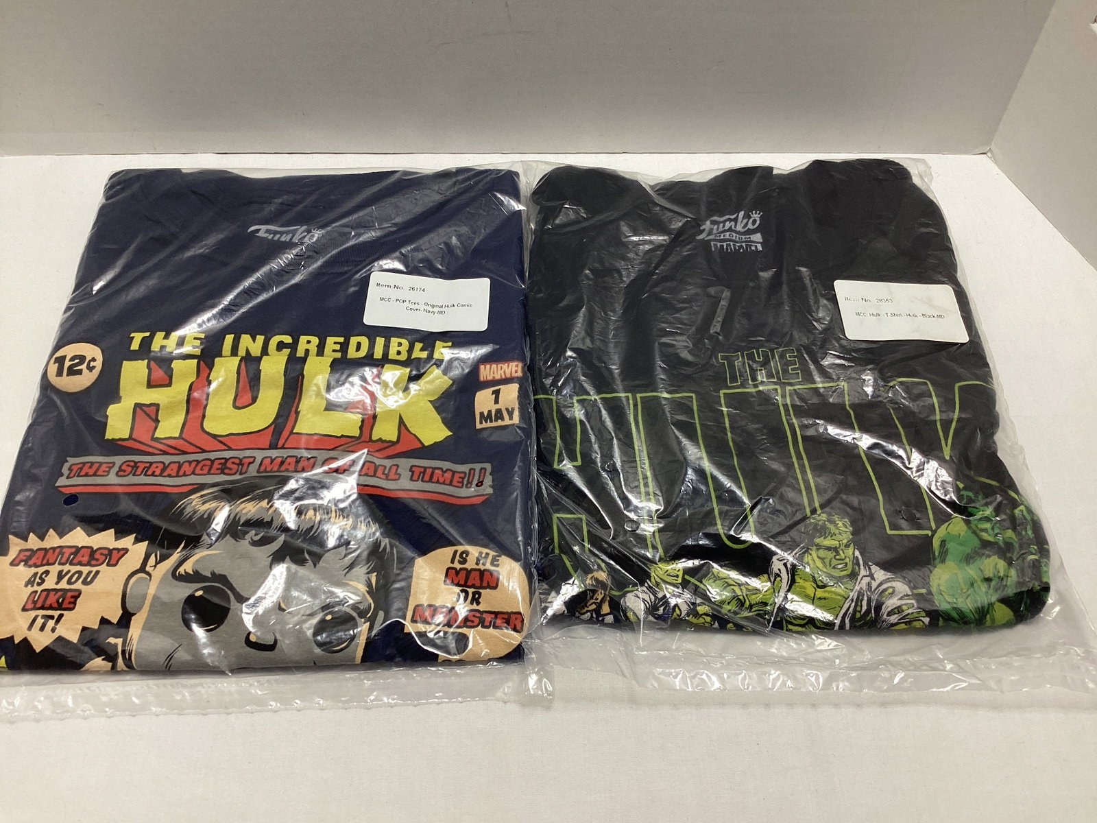 Two Medium Funko Marvel Collector Corps Incredible Hulk T-Shirts: .