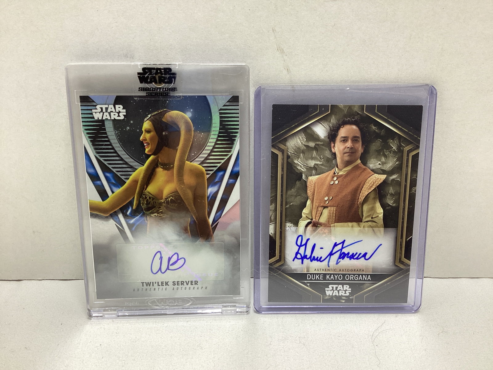 Two Signed Star Wars Trading Cards: .